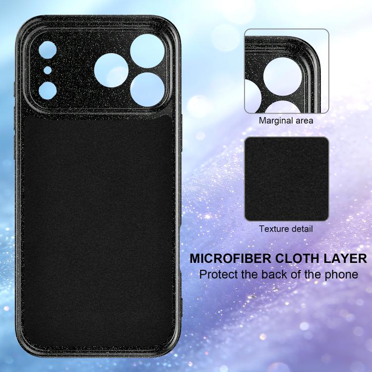 For iPhone 17 Pro Max Fine Hole Glossy Glitter Magnetic TPU Phone Case with Same Color Hand Strap