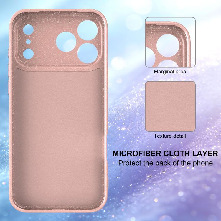 For iPhone 17 Pro Fine Hole Glossy Glitter Magnetic TPU Phone Case with Same Color Hand Strap