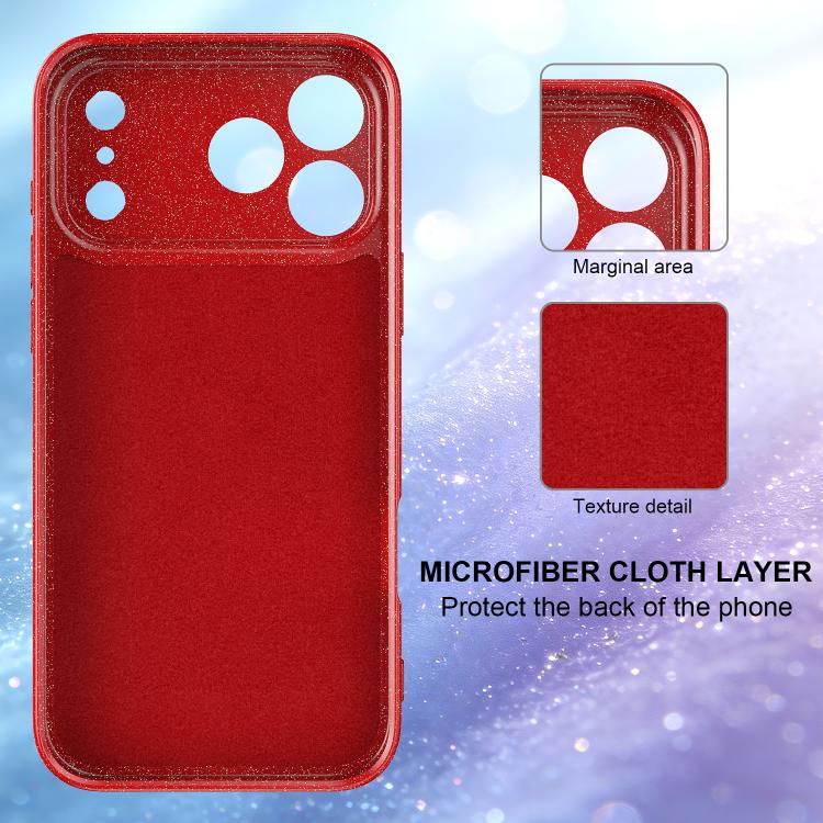 For iPhone 17 Pro Fine Hole Glossy Glitter Magnetic TPU Phone Case with Same Color Hand Strap