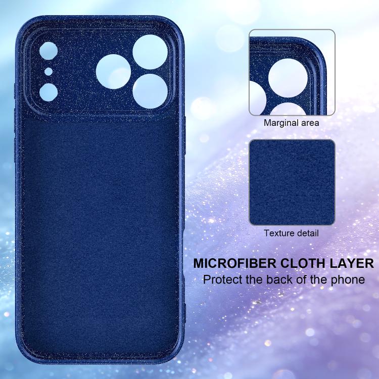 For iPhone 17 Pro Fine Hole Glossy Glitter Magnetic TPU Phone Case with Same Color Hand Strap