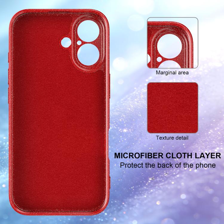 For iPhone 17 Fine Hole Glossy Glitter Magnetic TPU Phone Case with Same Color Hand Strap