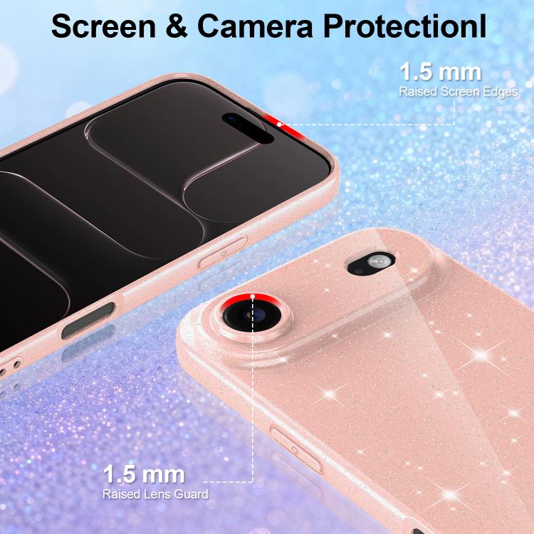 For iPhone Air Fine Hole Glossy Glitter Magnetic TPU Phone Case with Same Color Hand Strap