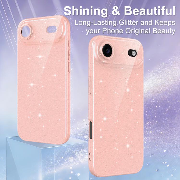 For iPhone Air Fine Hole Glossy Glitter Magnetic TPU Phone Case with Same Color Hand Strap