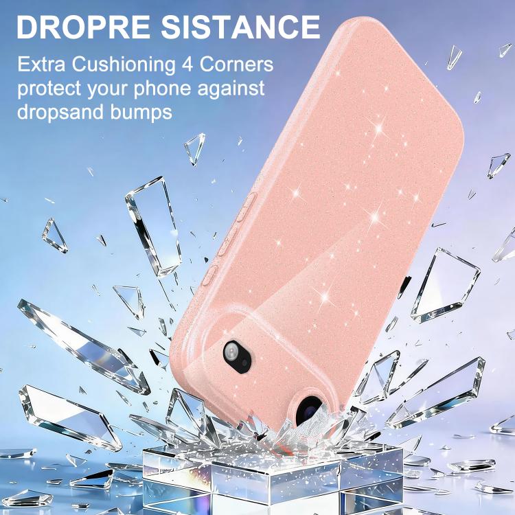 For iPhone Air Fine Hole Glossy Glitter Magnetic TPU Phone Case with Same Color Hand Strap