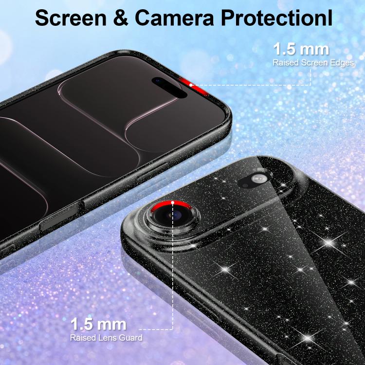 For iPhone Air Fine Hole Glossy Glitter Magnetic TPU Phone Case with Same Color Hand Strap
