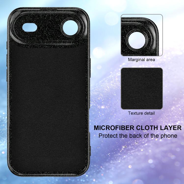 For iPhone Air Fine Hole Glossy Glitter Magnetic TPU Phone Case with Same Color Hand Strap