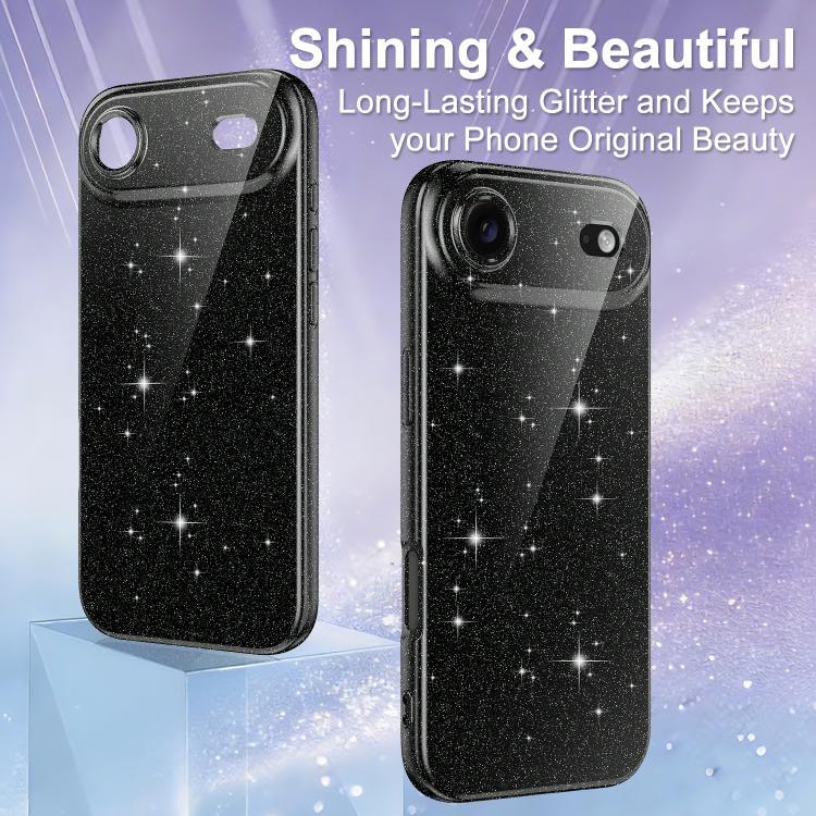 For iPhone Air Fine Hole Glossy Glitter Magnetic TPU Phone Case with Same Color Hand Strap