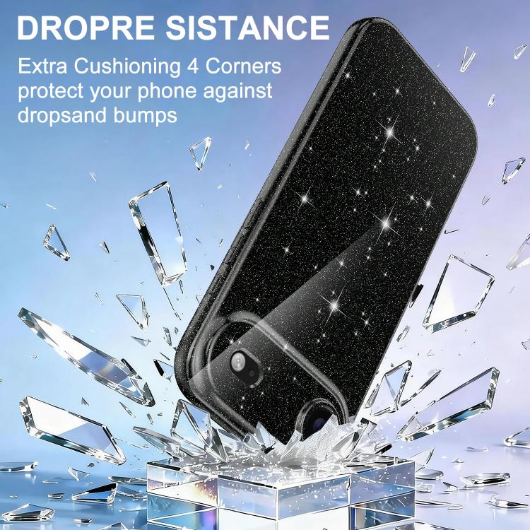 For iPhone Air Fine Hole Glossy Glitter Magnetic TPU Phone Case with Same Color Hand Strap