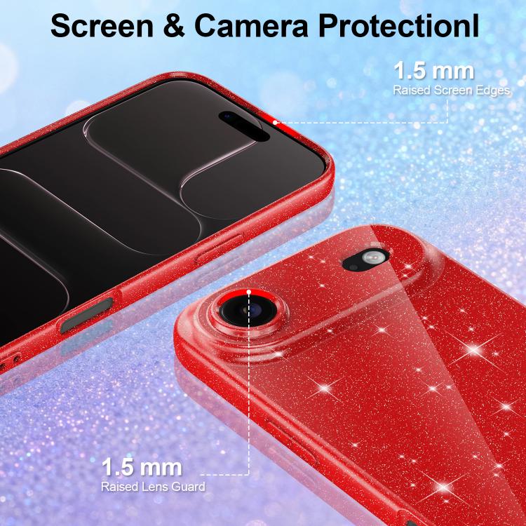 For iPhone Air Fine Hole Glossy Glitter Magnetic TPU Phone Case with Same Color Hand Strap