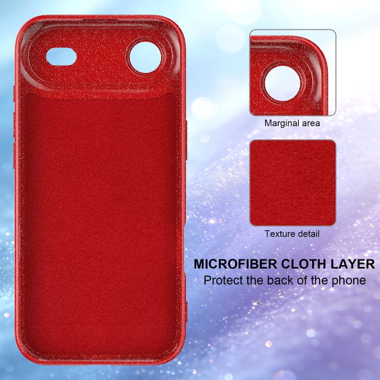 For iPhone Air Fine Hole Glossy Glitter Magnetic TPU Phone Case with Same Color Hand Strap