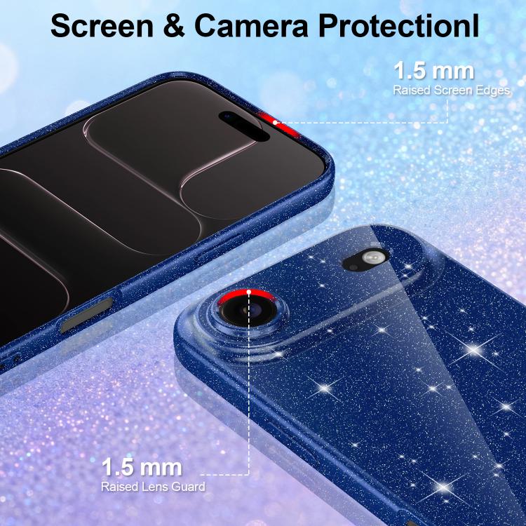 For iPhone Air Fine Hole Glossy Glitter Magnetic TPU Phone Case with Same Color Hand Strap
