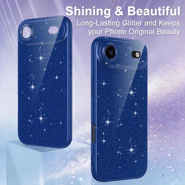 For iPhone Air Fine Hole Glossy Glitter Magnetic TPU Phone Case with Same Color Hand Strap