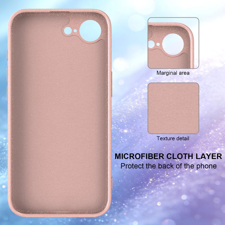 For iPhone 17e / 16e Fine Hole Glossy Glitter Magnetic TPU Phone Case with Same Color Hand Strap