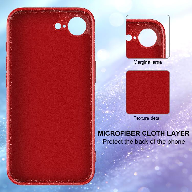 For iPhone 17e / 16e Fine Hole Glossy Glitter Magnetic TPU Phone Case with Same Color Hand Strap