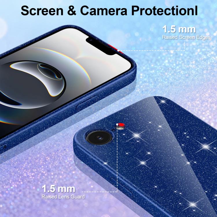 For iPhone 17e / 16e Fine Hole Glossy Glitter Magnetic TPU Phone Case with Same Color Hand Strap