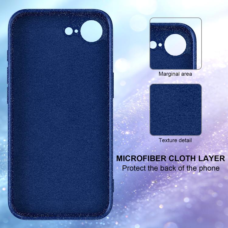 For iPhone 17e / 16e Fine Hole Glossy Glitter Magnetic TPU Phone Case with Same Color Hand Strap