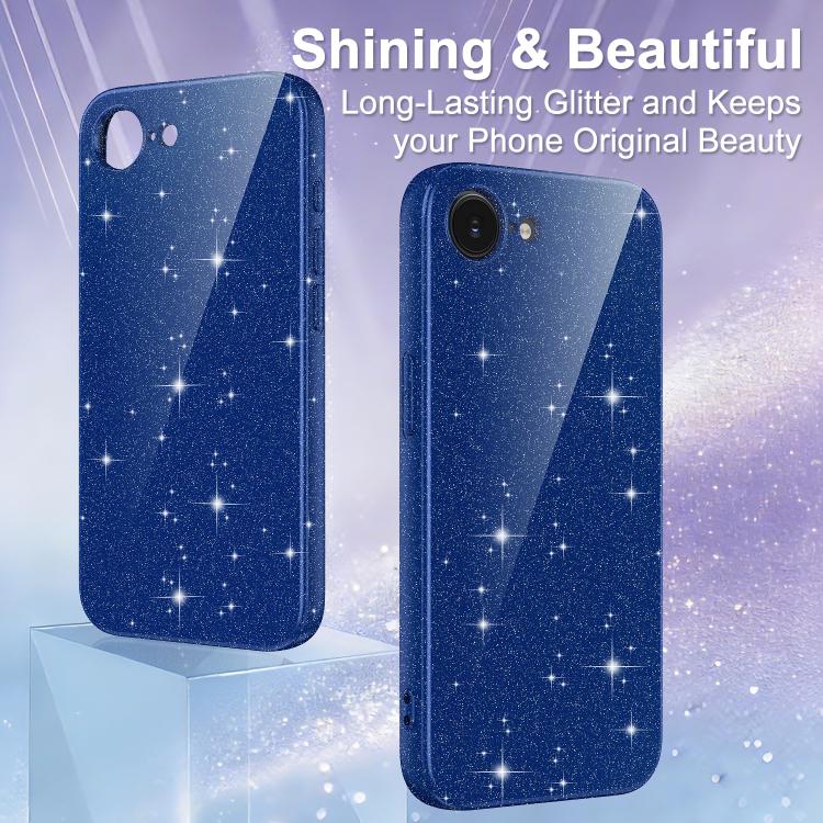 For iPhone 17e / 16e Fine Hole Glossy Glitter Magnetic TPU Phone Case with Same Color Hand Strap