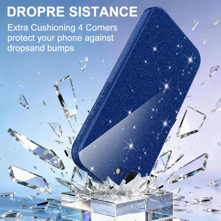 For iPhone 17e / 16e Fine Hole Glossy Glitter Magnetic TPU Phone Case with Same Color Hand Strap