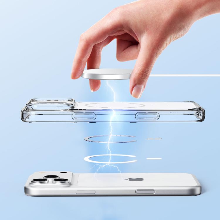For iPhone 17 Pro Max Translucent PC Magnetic Shockproof Phone Case