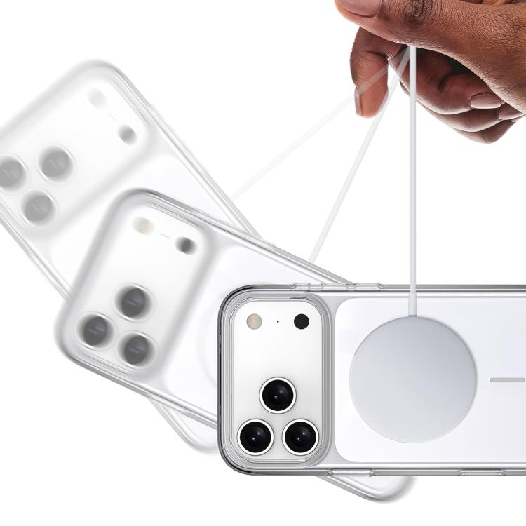 For iPhone 17 Pro Max Translucent PC Magnetic Shockproof Phone Case