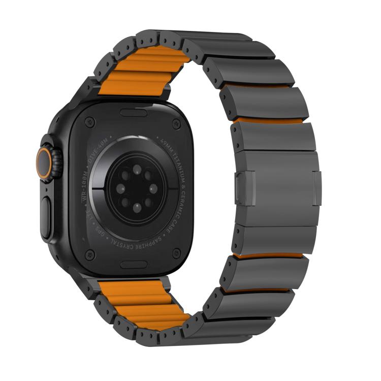 For Apple Watch 46mm / 49mm / 45mm / 44mm Magnetic Clasp One Beads Silicone Titanium Alloy Watch Band