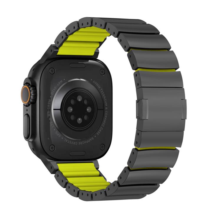 For Apple Watch 46mm / 49mm / 45mm / 44mm Magnetic Clasp One Beads Silicone Titanium Alloy Watch Band