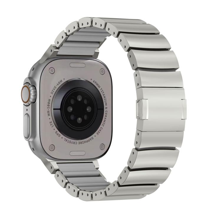 For Apple Watch 46mm / 49mm / 45mm / 44mm Magnetic Clasp One Beads Silicone Titanium Alloy Watch Band