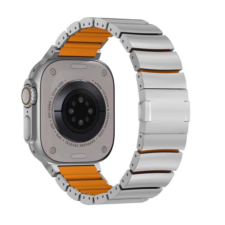 For Apple Watch 46mm / 49mm / 45mm / 44mm Magnetic Clasp One Beads Silicone Titanium Alloy Watch Band