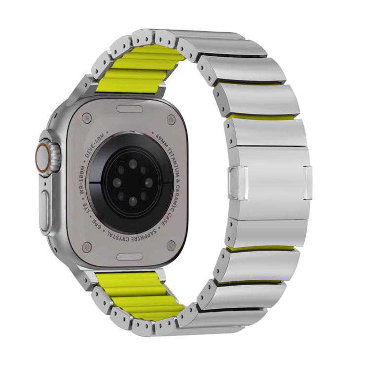 For Apple Watch 46mm / 49mm / 45mm / 44mm Magnetic Clasp One Beads Silicone Titanium Alloy Watch Band