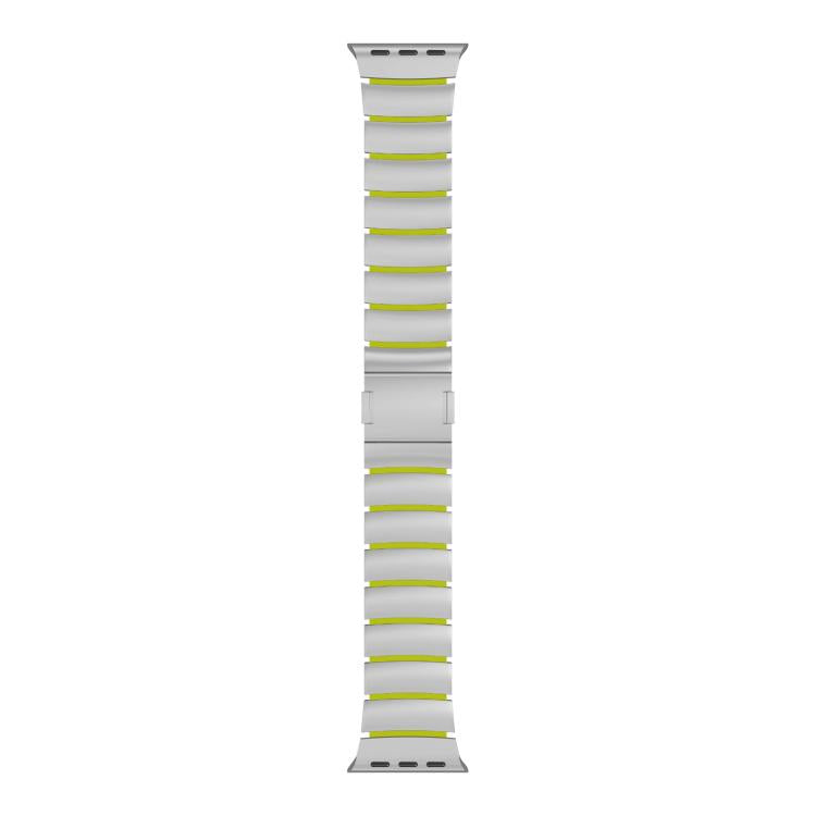 For Apple Watch 46mm / 49mm / 45mm / 44mm Magnetic Clasp One Beads Silicone Titanium Alloy Watch Band