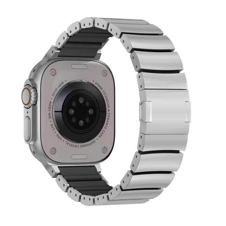 For Apple Watch 42mm / 41mm / 40mm / 38mm Magnetic Clasp One Beads Silicone Titanium Alloy Watch Band