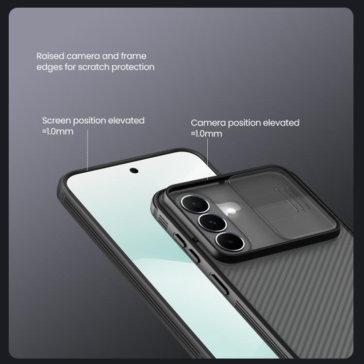 For Samsung Galaxy A37 5G NILLKIN Black Mirror Pro Series Camshield PC Phone Case - Transparent Black