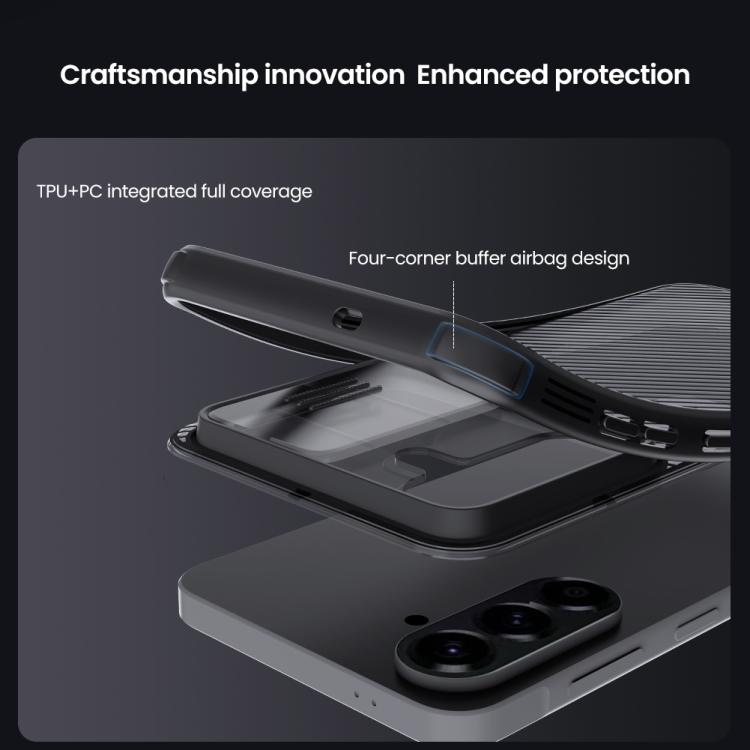 For Samsung Galaxy A57 5G NILLKIN Black Mirror Pro Series Camshield PC Phone Case - Transparent Black