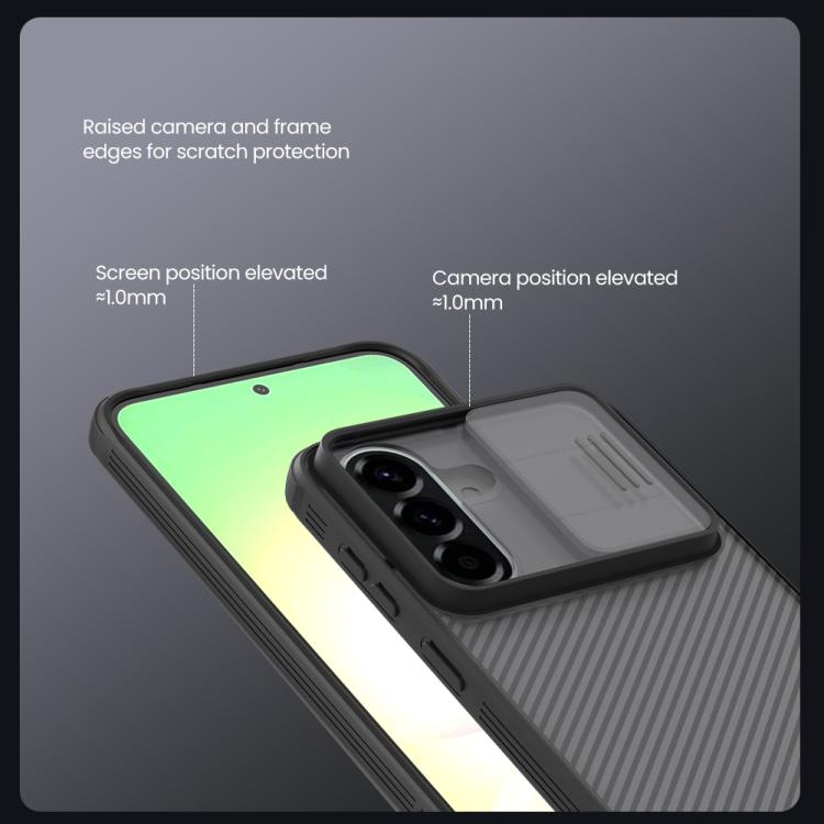 For Samsung Galaxy A57 5G NILLKIN Black Mirror Pro Series Camshield PC Phone Case - Transparent Black