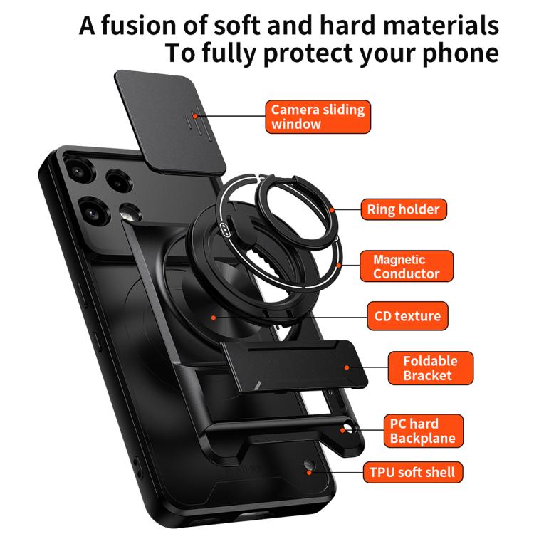 For Nothing Phone 3a Lite Lens Sliding Window Multifunctional Magnetic Shockproof Phone Case