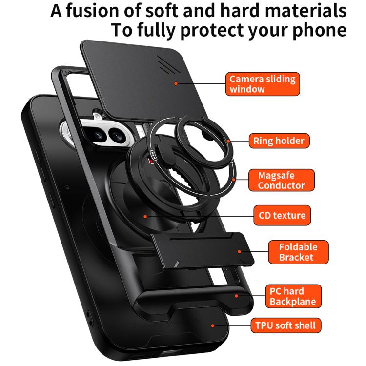 For Nothing Phone 4a Lens Sliding Window Multifunctional Magnetic Shockproof Phone Case