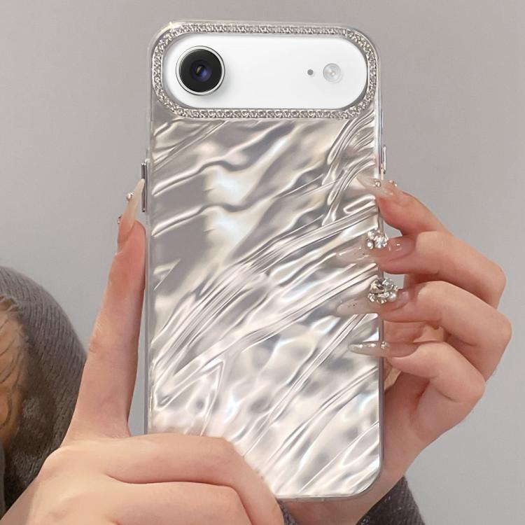 For iPhone Air Rhinestone Lens Frame Wrinkled Design Phone Case