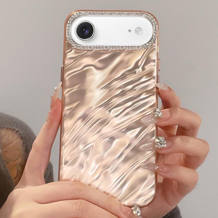 For iPhone Air Rhinestone Lens Frame Wrinkled Design Phone Case