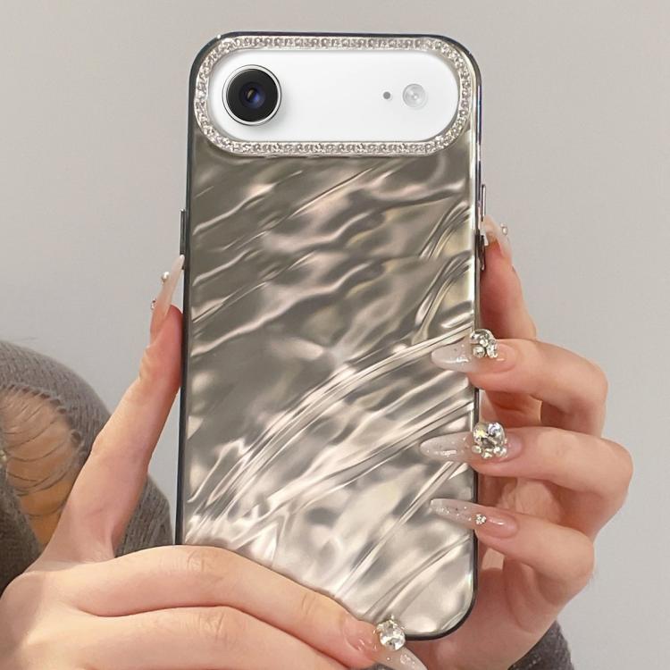 For iPhone Air Rhinestone Lens Frame Wrinkled Design Phone Case