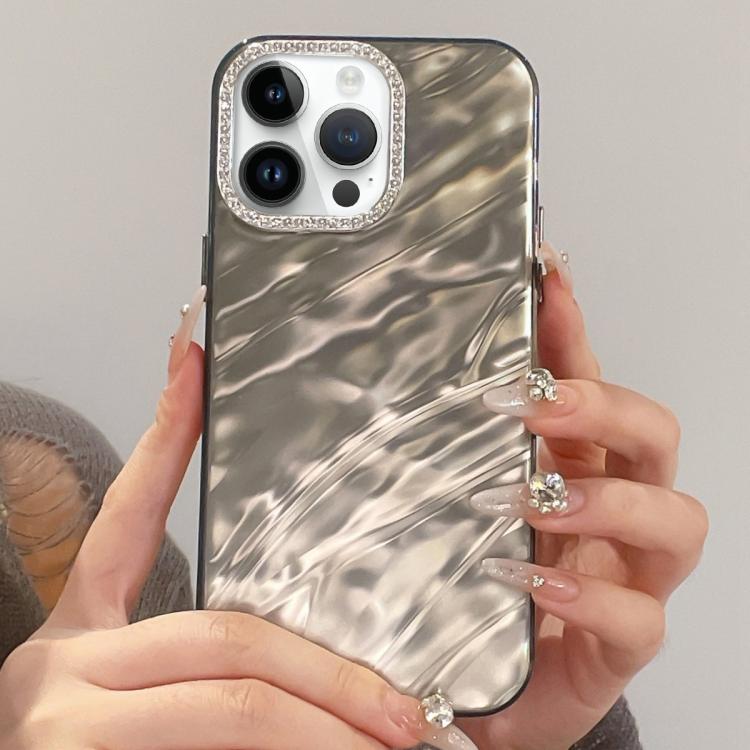For iPhone 12 Pro Max Rhinestone Lens Frame Wrinkled Design Phone Case