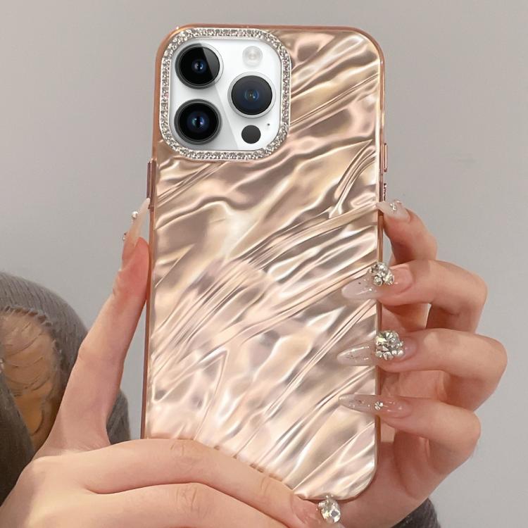 For iPhone 12 Pro Rhinestone Lens Frame Wrinkled Design Phone Case