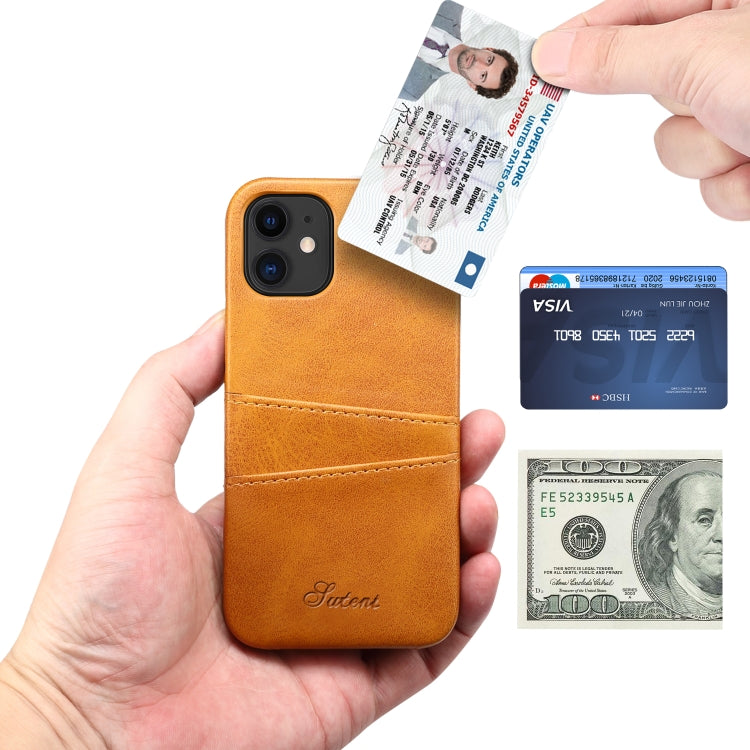 For iPhone 12 mini Calf Texture Back Cover Protective Case with Card Slots
