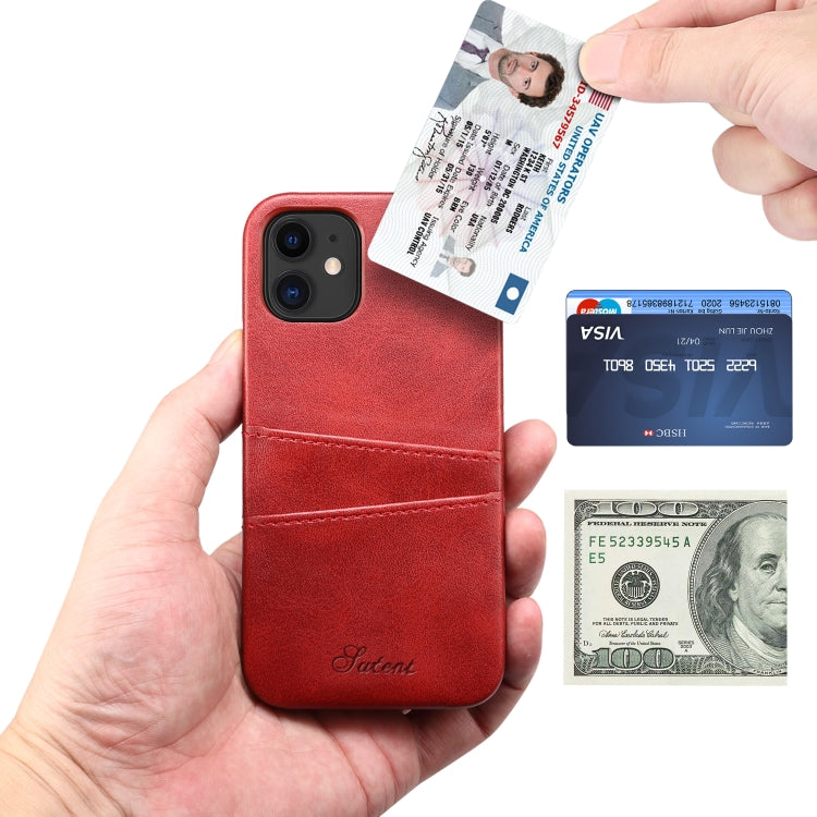 For iPhone 12 mini Calf Texture Back Cover Protective Case with Card Slots