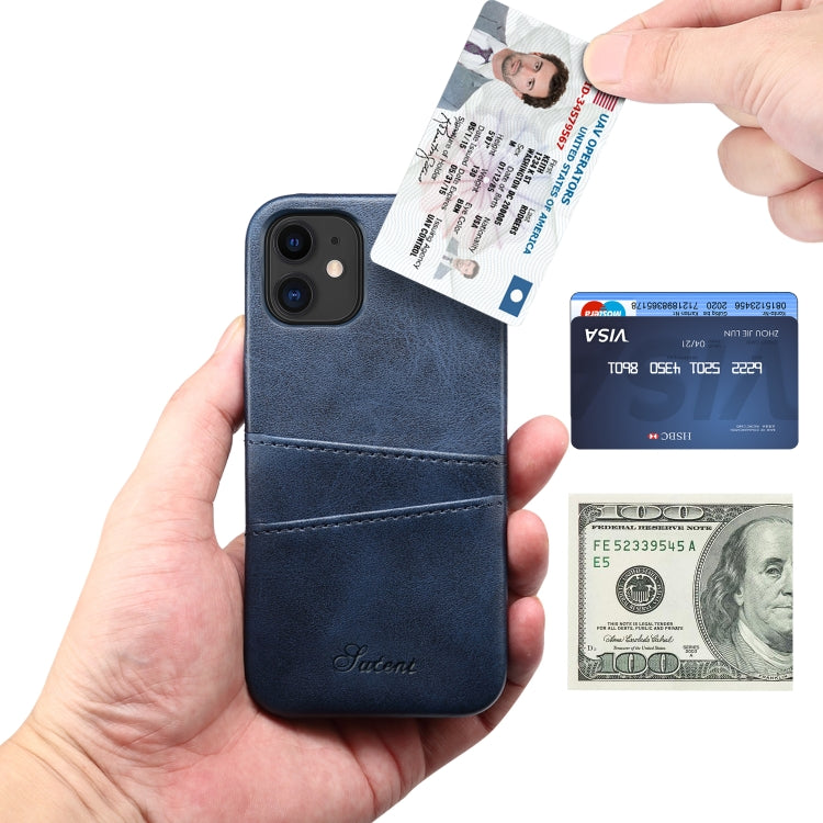 For iPhone 12 mini Calf Texture Back Cover Protective Case with Card Slots