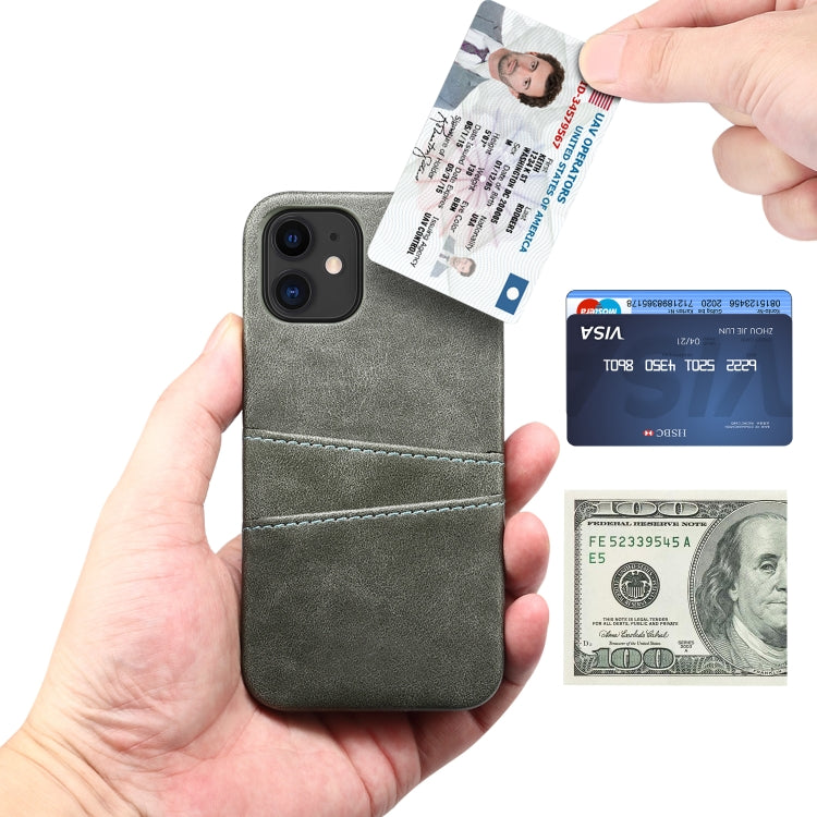 For iPhone 12 / 12 Pro Calf Texture Back Cover Protective Case with Card Slots