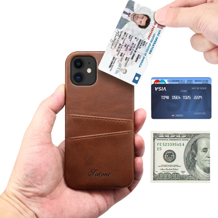For iPhone 12 / 12 Pro Calf Texture Back Cover Protective Case with Card Slots