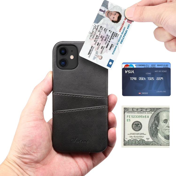 For iPhone 12 / 12 Pro Calf Texture Back Cover Protective Case with Card Slots