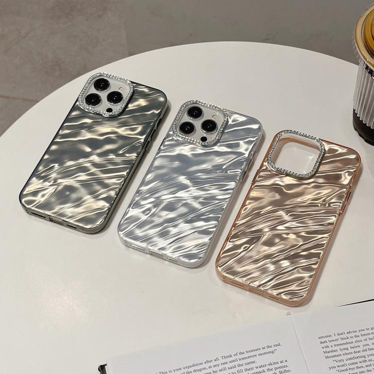 For iPhone 13 Rhinestone Lens Frame Wrinkled Design Phone Case