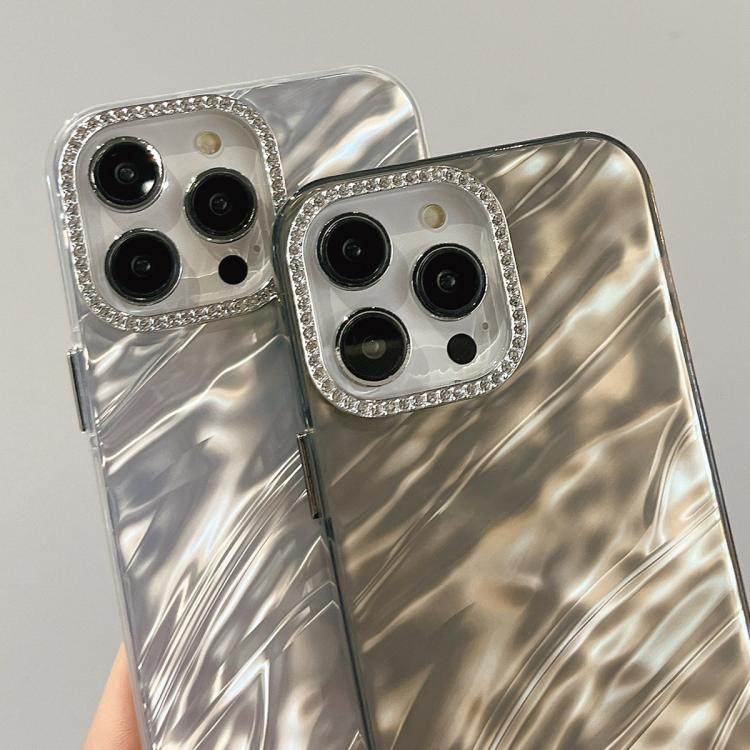 For iPhone 16 Pro Max Rhinestone Lens Frame Wrinkled Design Phone Case