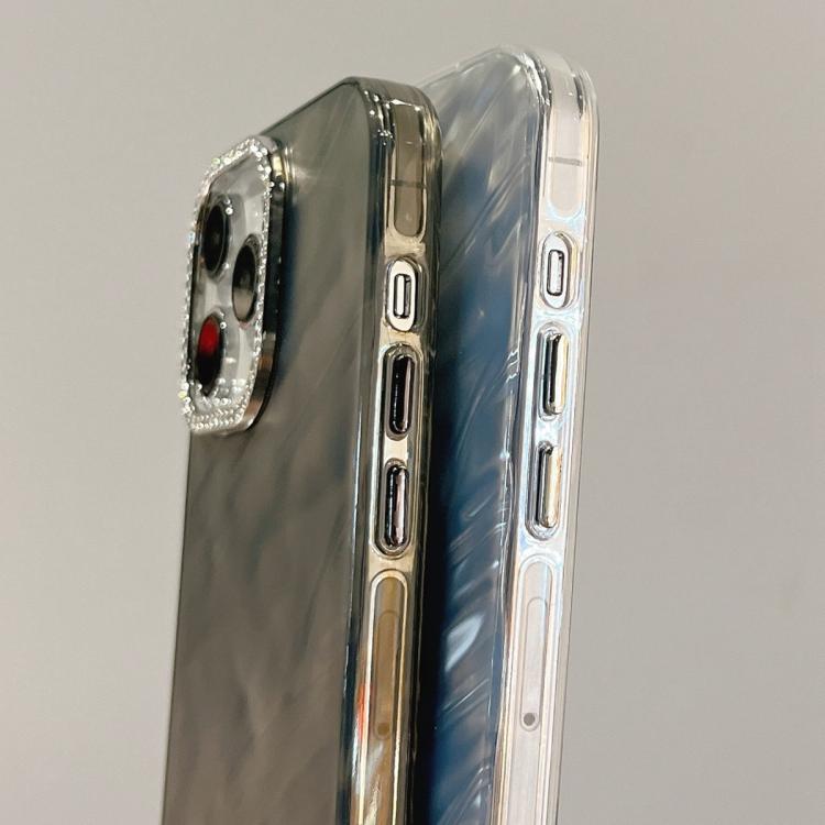 For iPhone 14 Rhinestone Lens Frame Wrinkled Design Phone Case